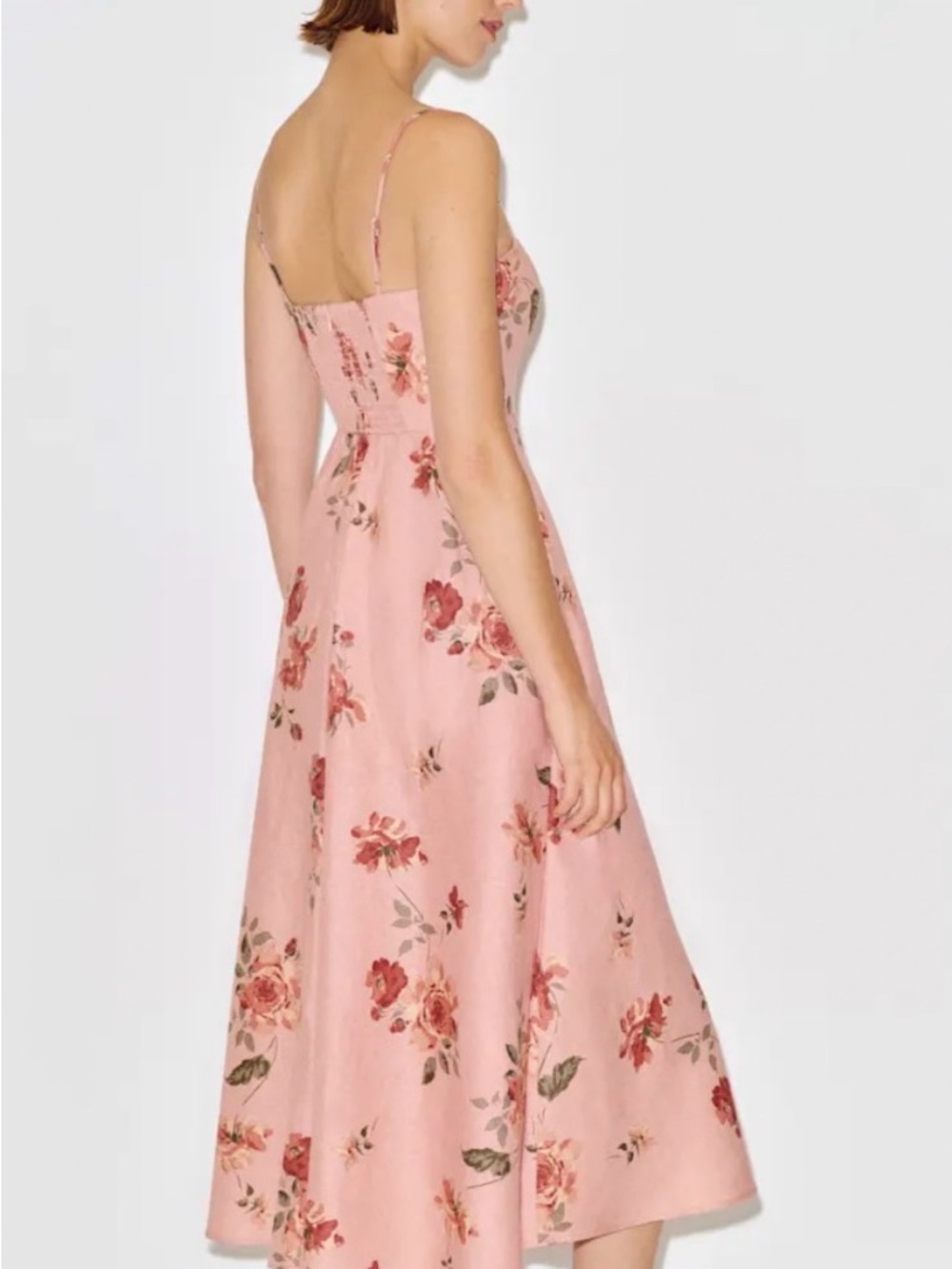 Reformation Floral Pink Midi Dress with Spaghetti Straps - Picture 2 of 5